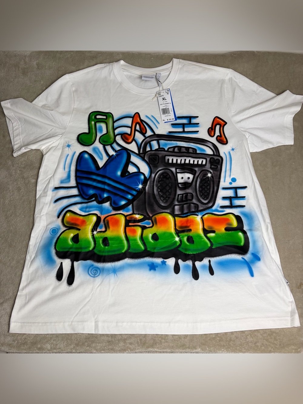 MEN'S ADIDAS ORIGINALS AIRBRUSH GRAFFITI TREFOIL SHIRT  XLARGE  JD0676